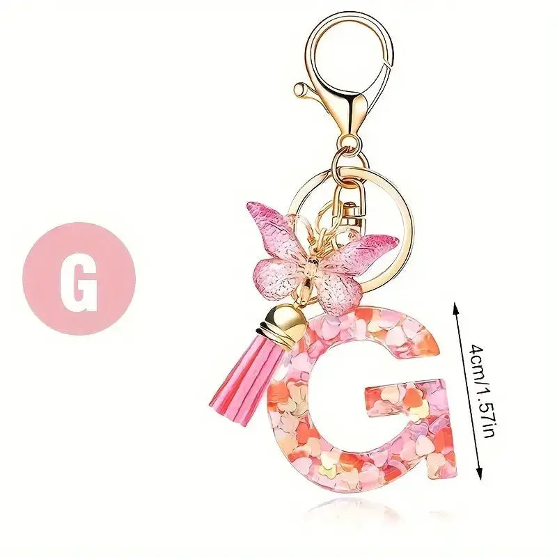 Customizable A To Z Letter Keychain With Resin Pendant Metal Holder Lobster Clasp For Keys Bags And Cars