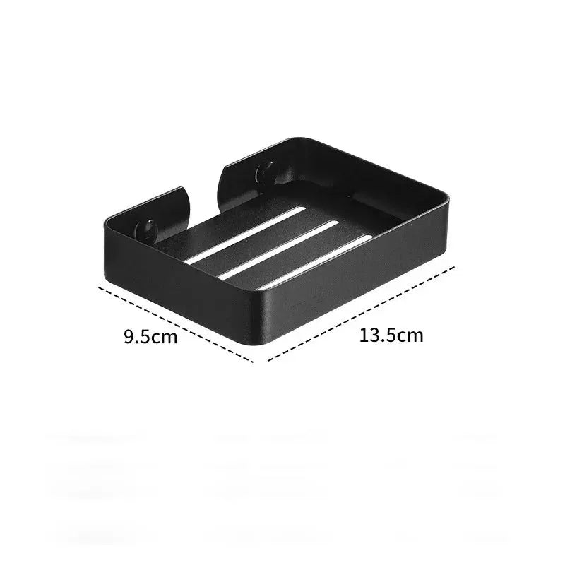 304 stainless steel bathroom shelf wall-mounted soap sponge organizer by Simples Market, black with slotted base