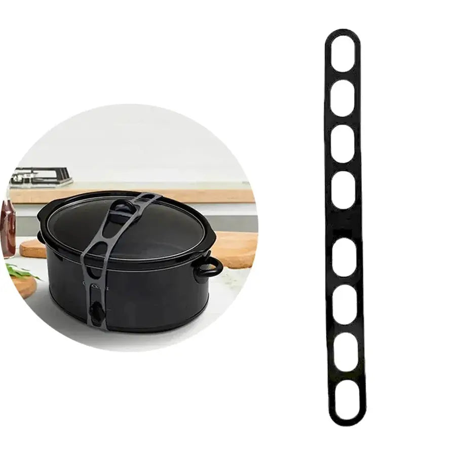 Silicone lid strap, 2-piece set; reusable universal lid fixing belt for pots, black