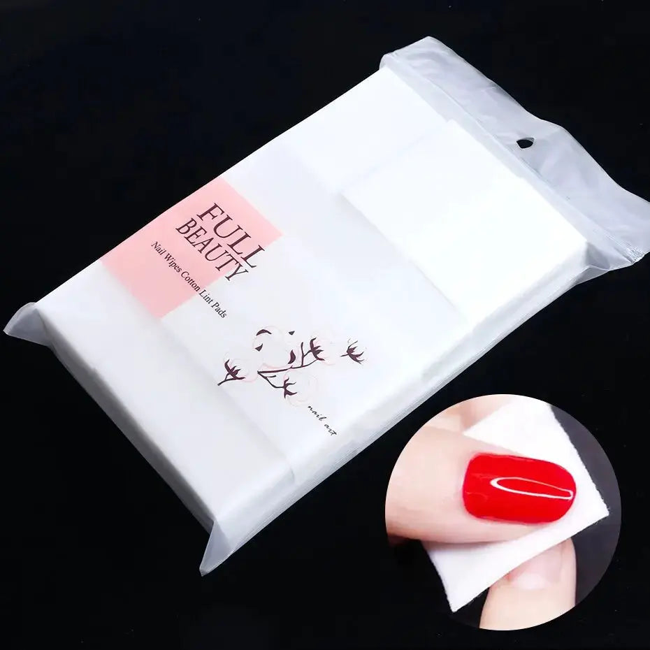 450pcs lint-free nail polish remover wipes in a white package with pink label for manicure cleanup