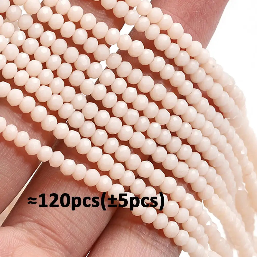 Crystal glass rondelle beads, cream faceted 4mm spacers, approx 120 pcs