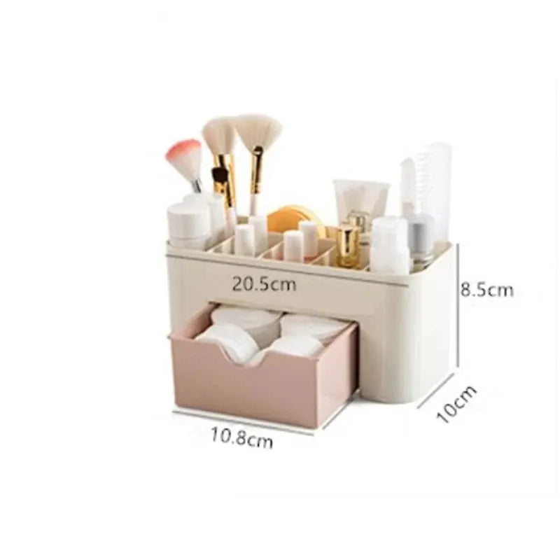AstraGlow Acrylic Makeup Organizer Storage Box With Drawer For Lipsticks Brushes And Cotton Swabs
