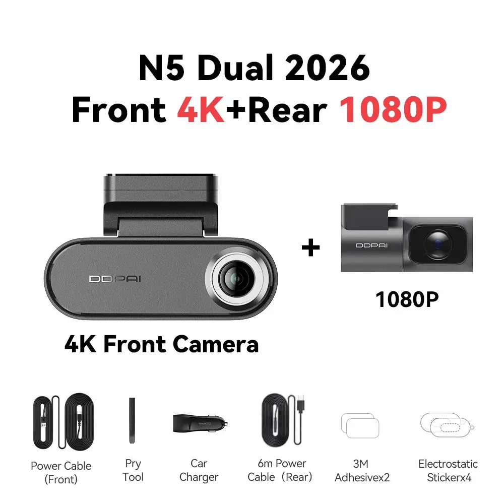DDPAI N5 Dual dash cam 2-camera system: 4K front + 1080P rear by Simples Market