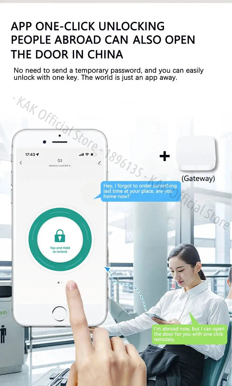 KAK Tuya Fingerprint Cylinder Smart Door Lock by Simples Market; keyless remote access