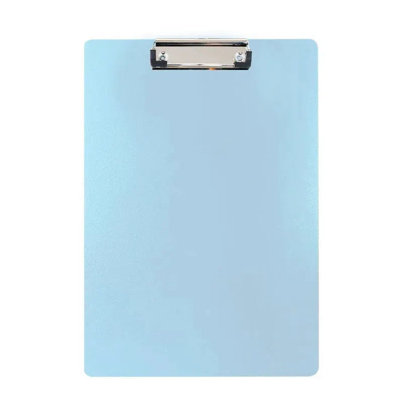 Light blue A4 clipboard with metal clip, file folder for documents