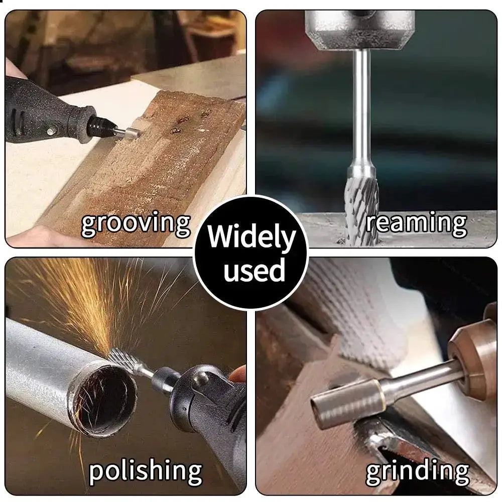 10 Pieces Double Diamond Cut Rotary Carving Burr Bits For Wood Metal Engraving And Shaping For Electric Rotary Tool