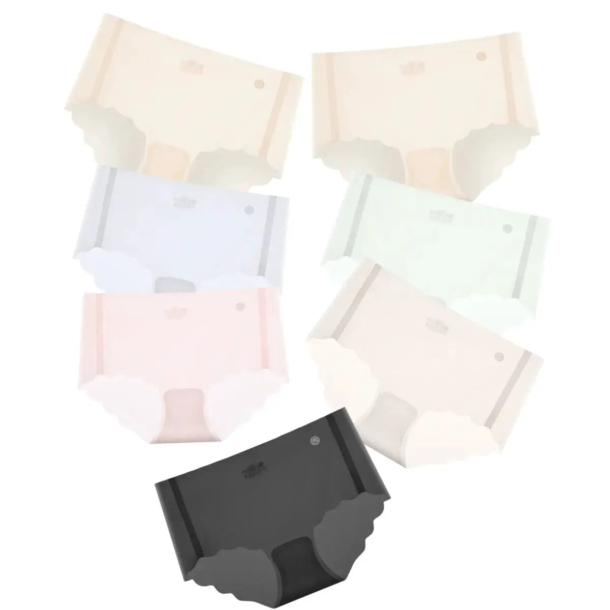Simples Market 7-pack ultra-thin ice-silk panties, low-rise, quick-dry, assorted pastel colors