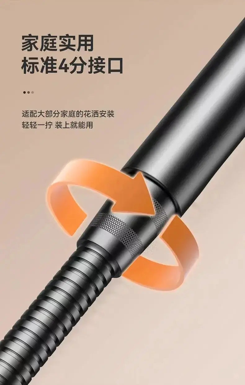 Simples Market three-mode adjustable shower head with high-pressure water-saving nozzles, black handle and orange ring