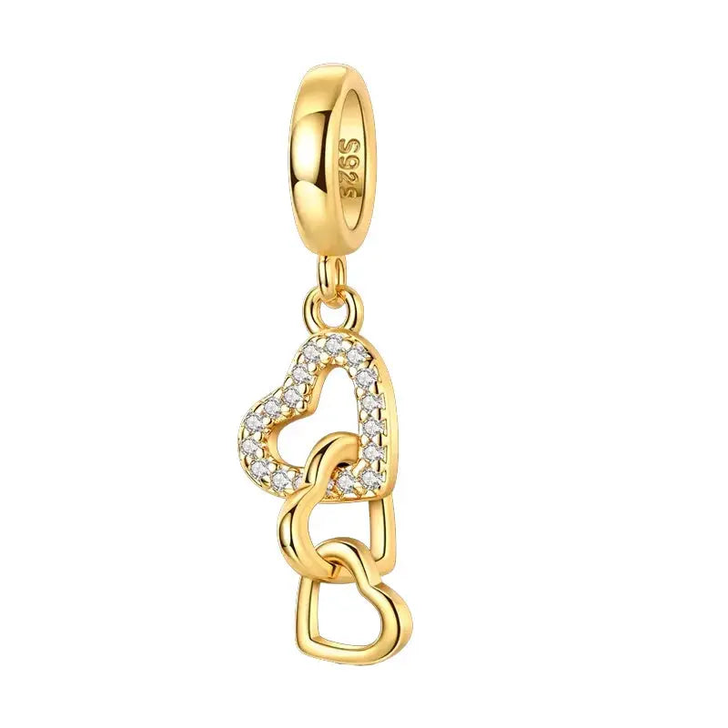 925 Sterling Silver Gold DIY Charms Beads Inlaid Zirconium Sun Leopard Pendants Fit Bracelet For DIY Jewelry Making