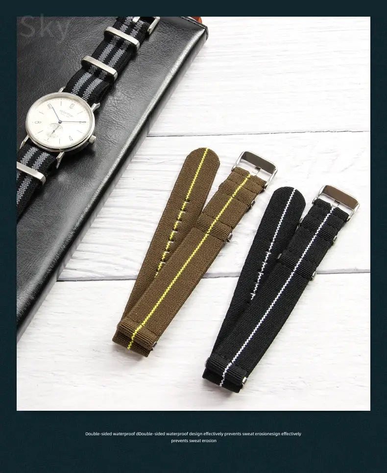 60's French Army Watch Strap for Nylon Watchband for Rolex Seiko Tudor Rolex Black Green Water Ghost Omega Woven Watch Band