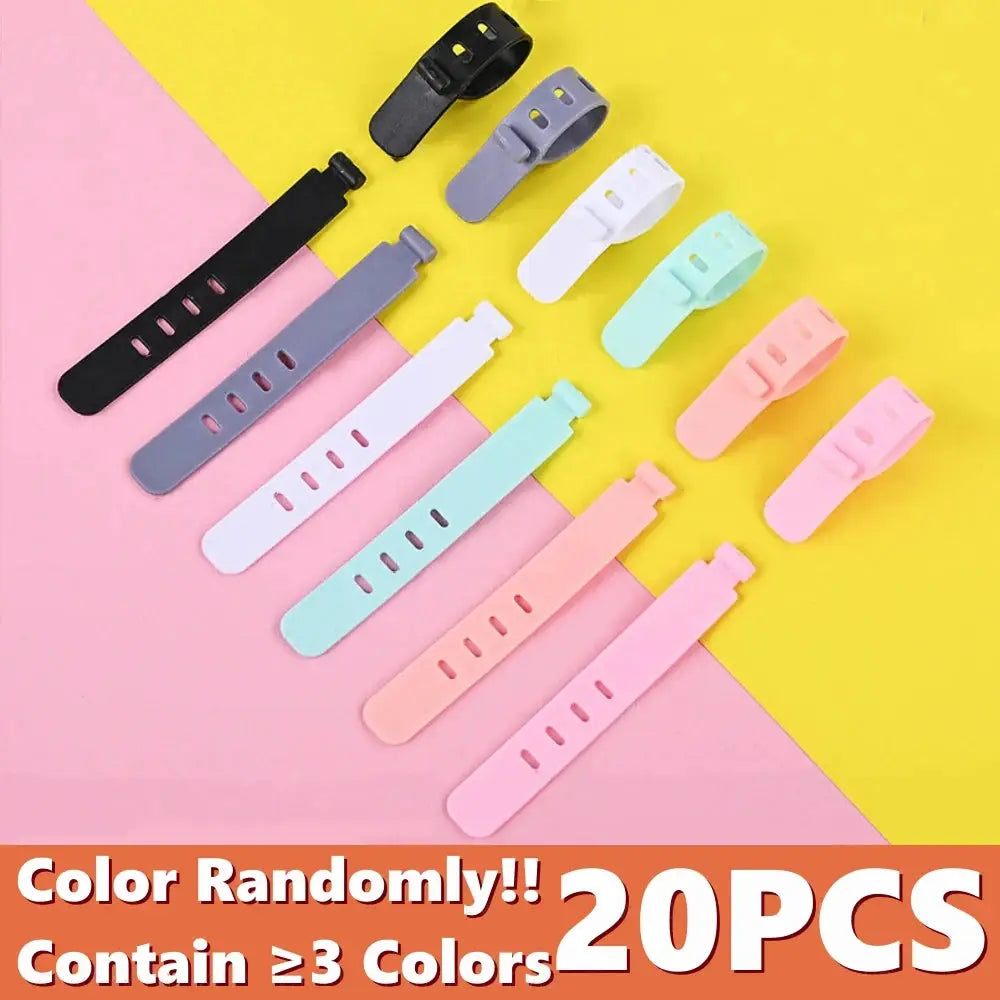 Simples Market silicone cable ties, 20 pcs assorted colors reusable wire organizer straps