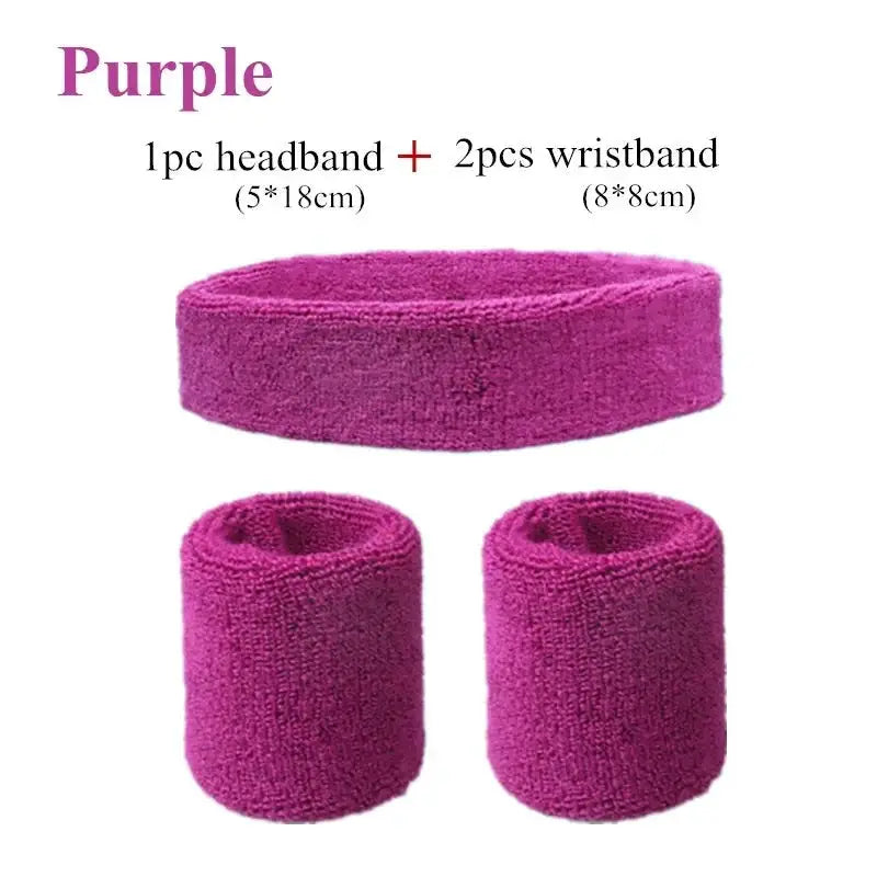 Fashion Sports Headband And Wristband Towel Set Sweatband Cotton Blend For Women And Men Cycling Gym Basketball Tennis