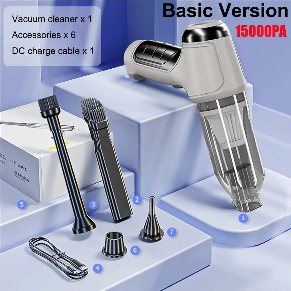 Car vacuum cleaner wireless handheld by Simples Market with 95000PA suction and 7 accessories with DC charging cable