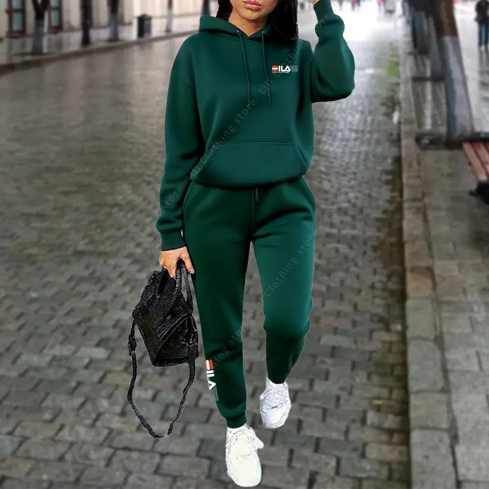 NovaFlex Womens Winter Fleece Tracksuit Two Piece Hoodie And Trousers Set Warmth And Stretchy Comfort For Streetwear