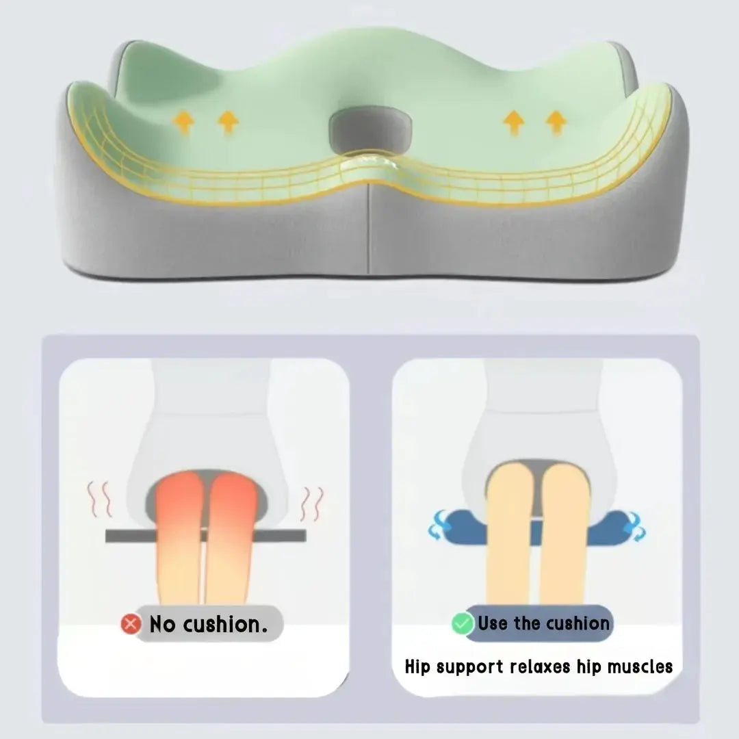 OrthoEase Memory Foam Seat Cushion With 3D Ergonomic Support For Posture And All Day Comfort