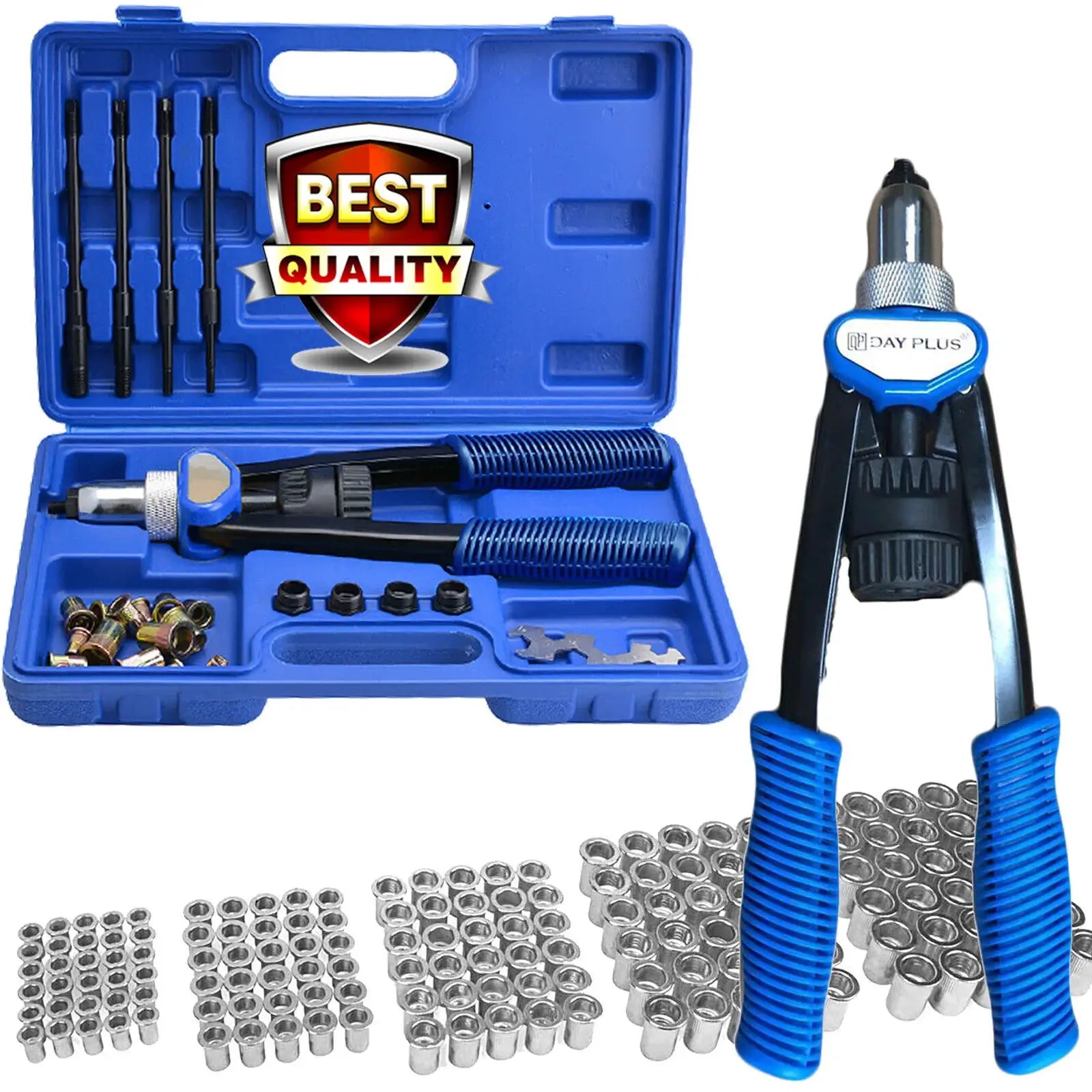 Professional Rivet Nut Pliers Set M5 to M12 with 150 Rivet Nuts Blind Riveter Tool for Automotive Electronics