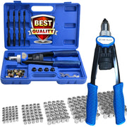 Professional Rivet Nut Pliers Set M5 to M12 with 150 Rivet Nuts Blind Riveter Tool for Automotive Electronics