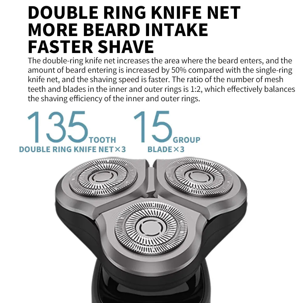 MIJIA S500 electric shaver with triple rotary blades, dry/wet, silver by Simples Market