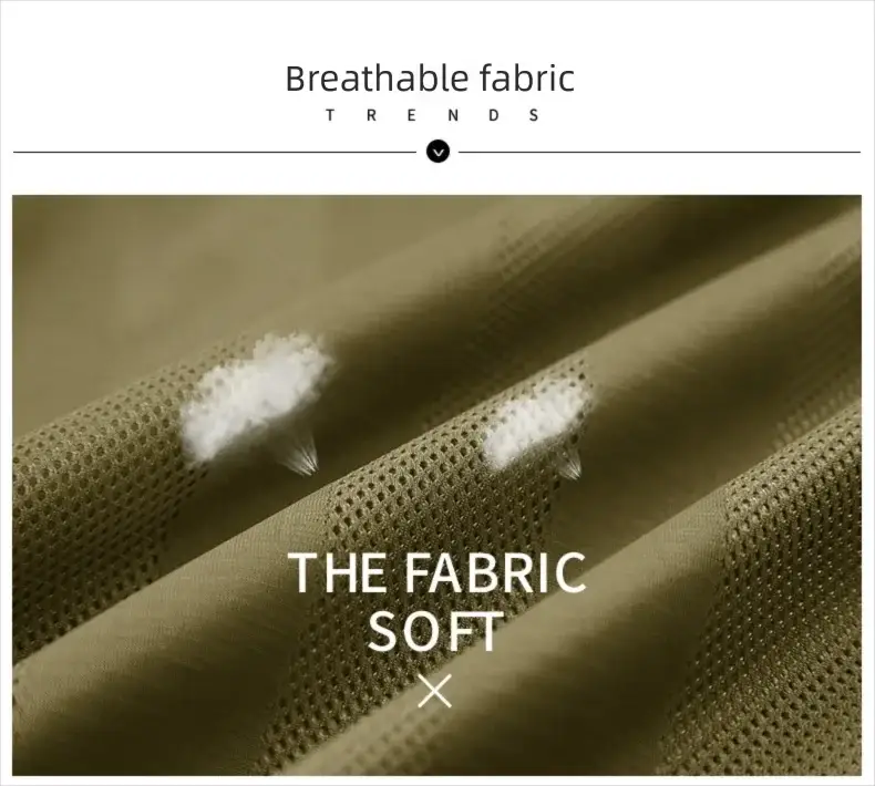 Simples Market breathable vest fabric close-up in olive, mesh texture.