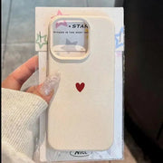 iPhone case by Simples Market, cream-colored with red heart, soft TPU