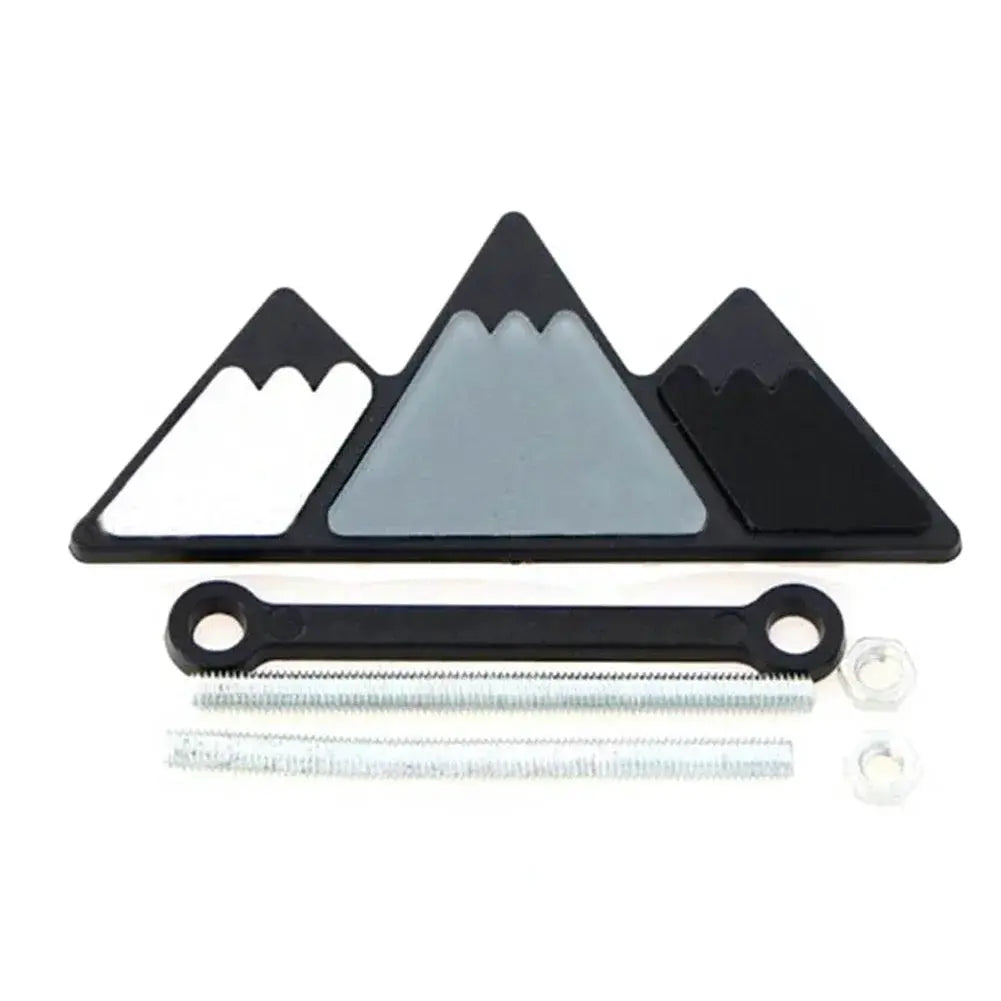 3-color grille badge emblem for Toyota; mountain logo with white, gray and black panels, mounting hardware included