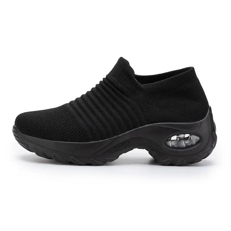 StrideEase Womens Walking Trainers Fly Weave Sock Sneakers Breathable Air Mesh Uppers Slip On Comfort