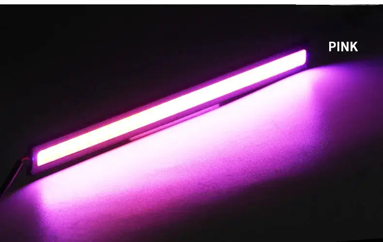 LED DRL strip for cars, 17cm pink COB daytime running light with aluminum housing