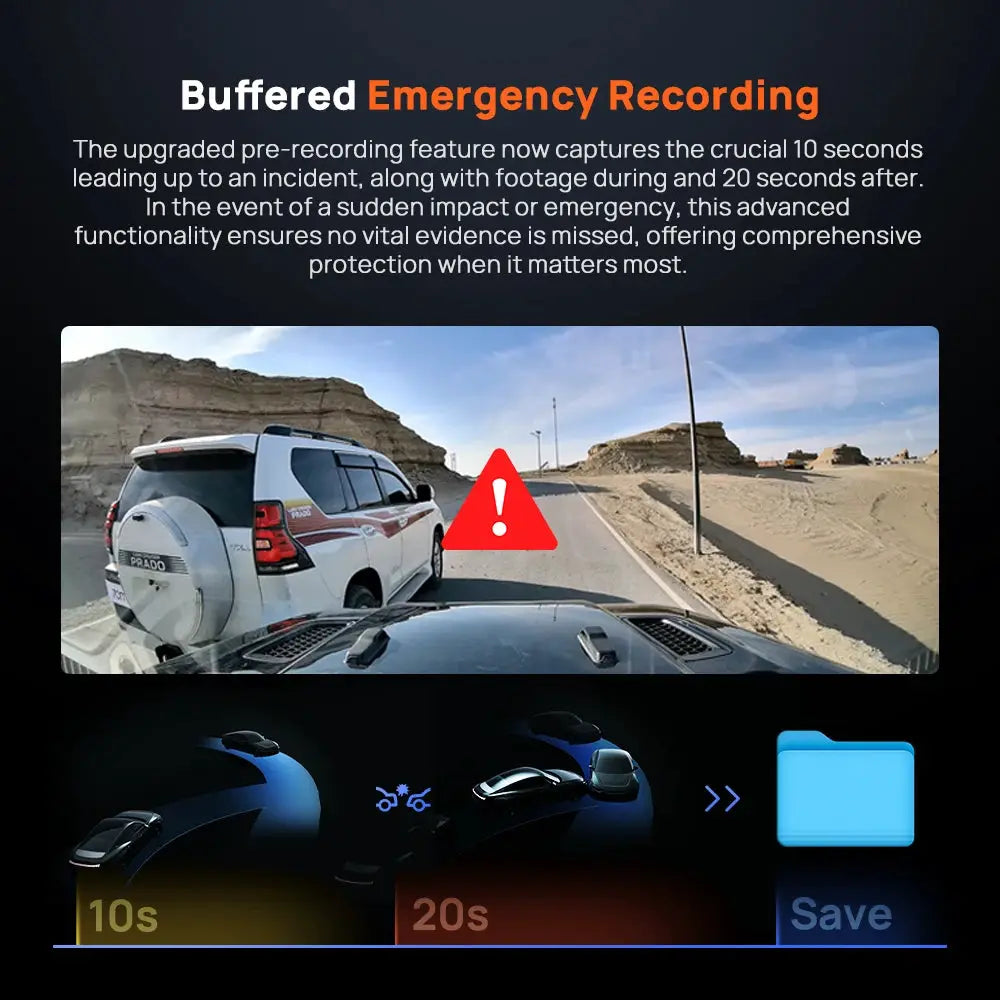 70mai Dash Cam 4K Omni X800 by Simples Market with emergency recording UI and road-view footage