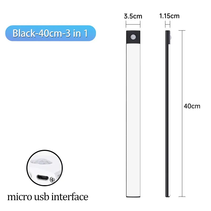 LumaLux USB Rechargeable Motion Sensor LED Cabinet Light With Three Color Temperatures Auto On Motion Activation