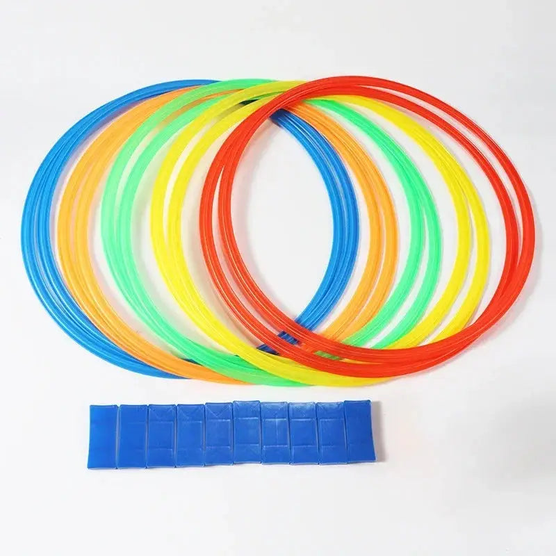 Outdoor Agility Training Lattice Jump Ring Set With 10 Hoops And 10 Connectors For Park Football Drills