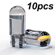 10X New W5W LED T10 COB Glass Interior Bulbs White Ice Blue Yellow 12V For Dome Lights And License Plate