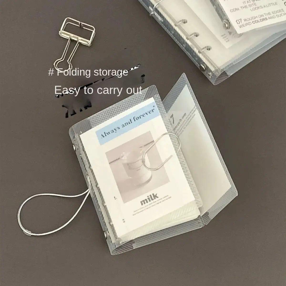 M5 A7 A6 diagonal PP three-fold notebook cover with mini photo/card storage, translucent plastic by Simples Market
