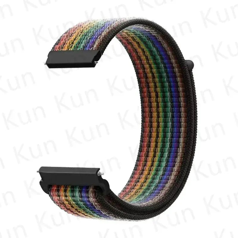 Nylon loop replacement strap for Redmi Watch 5 Active/Lite and Xiaomi Watch S4, rainbow woven 20/22mm