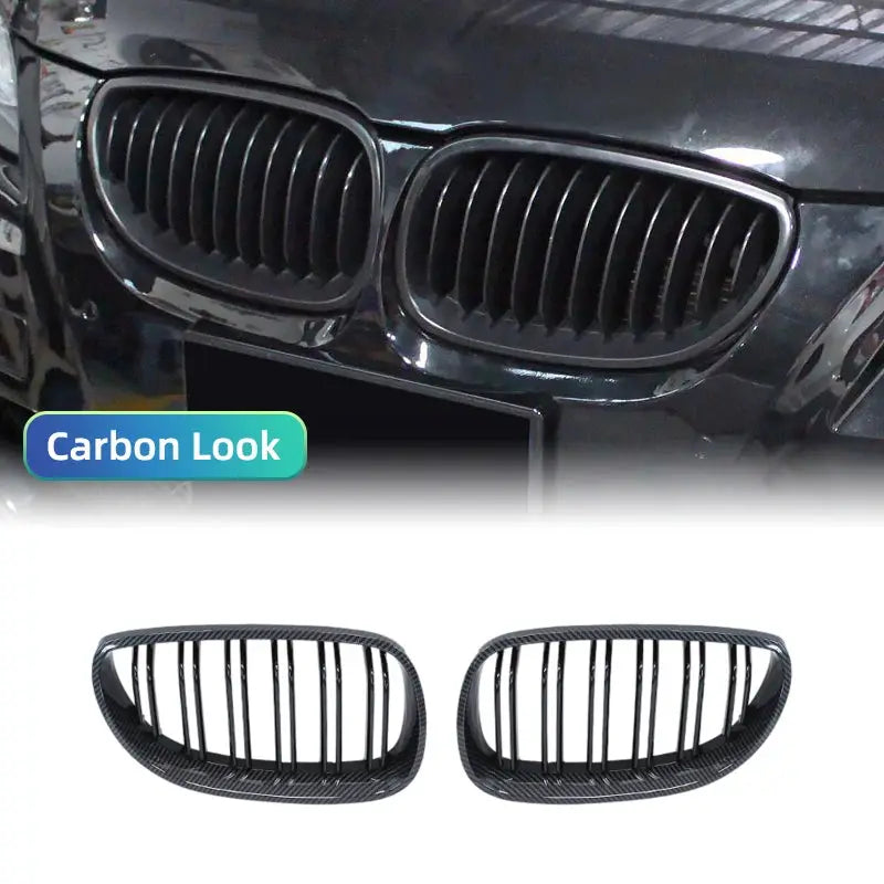 BMW E60/E61 kidney grille pair, gloss black carbon-look, by Simples Market