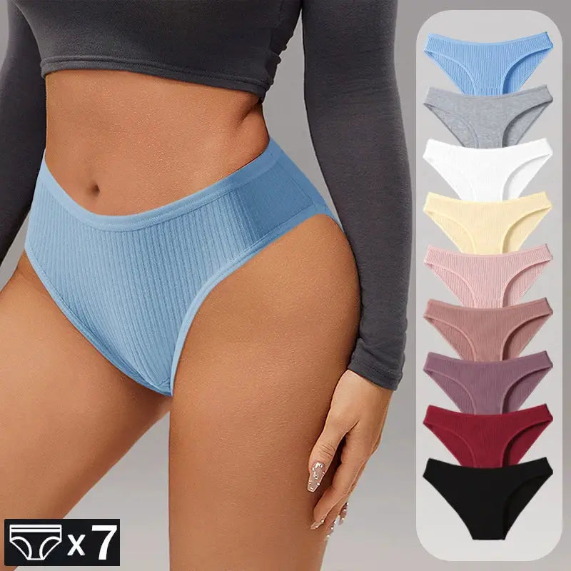 7-pack women's ribbed cotton low-rise briefs in assorted colors