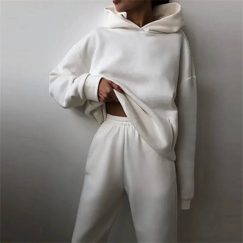 CozyLane Women's Two Piece Tracksuit Set With Oversized Hoodie And Ankle Pants For Autumn Casual Warmth