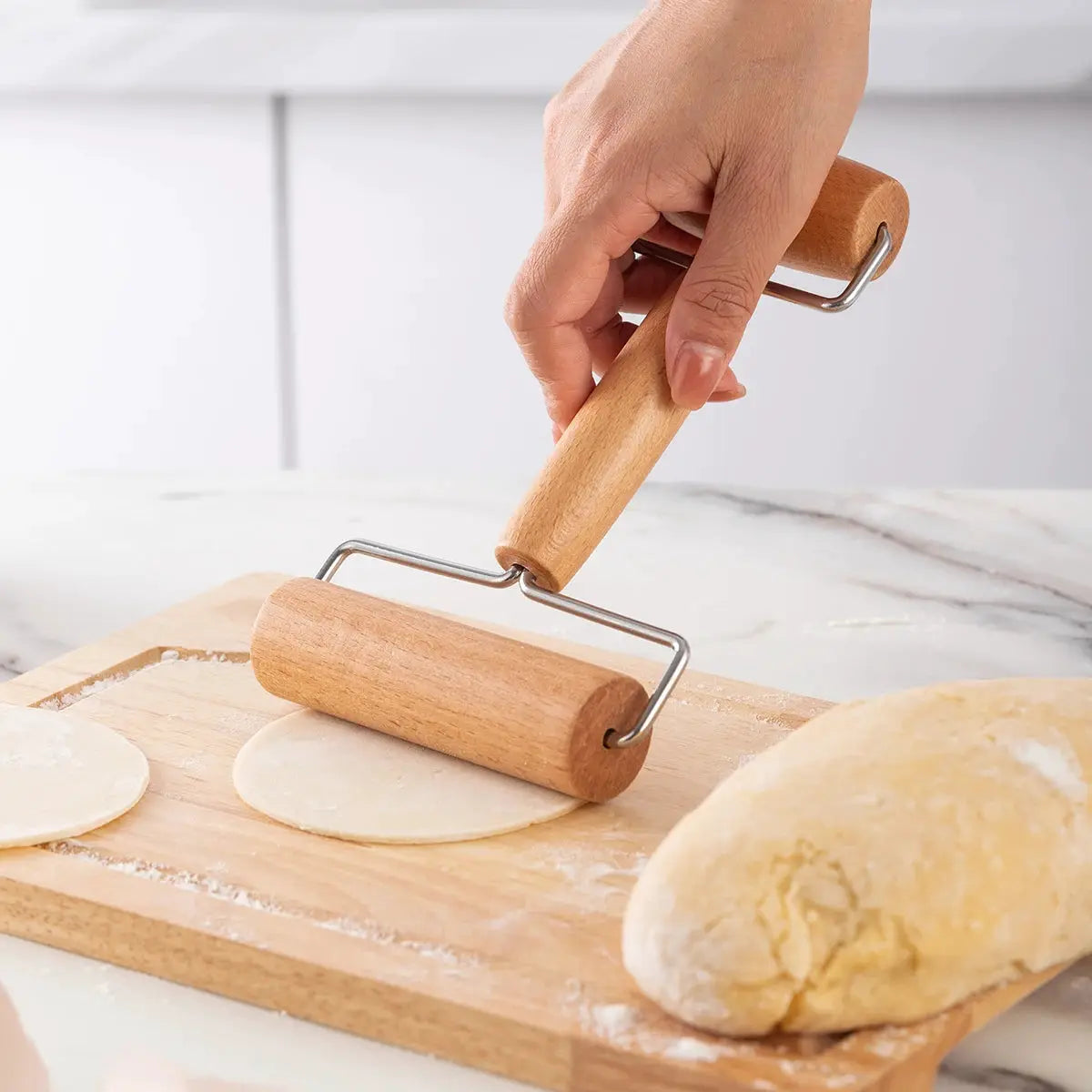 MapleWood Co Double Ended Rolling Pin Solid Maple Wood Labor Saving Roller Style Dough Roller For Effortless Rolling