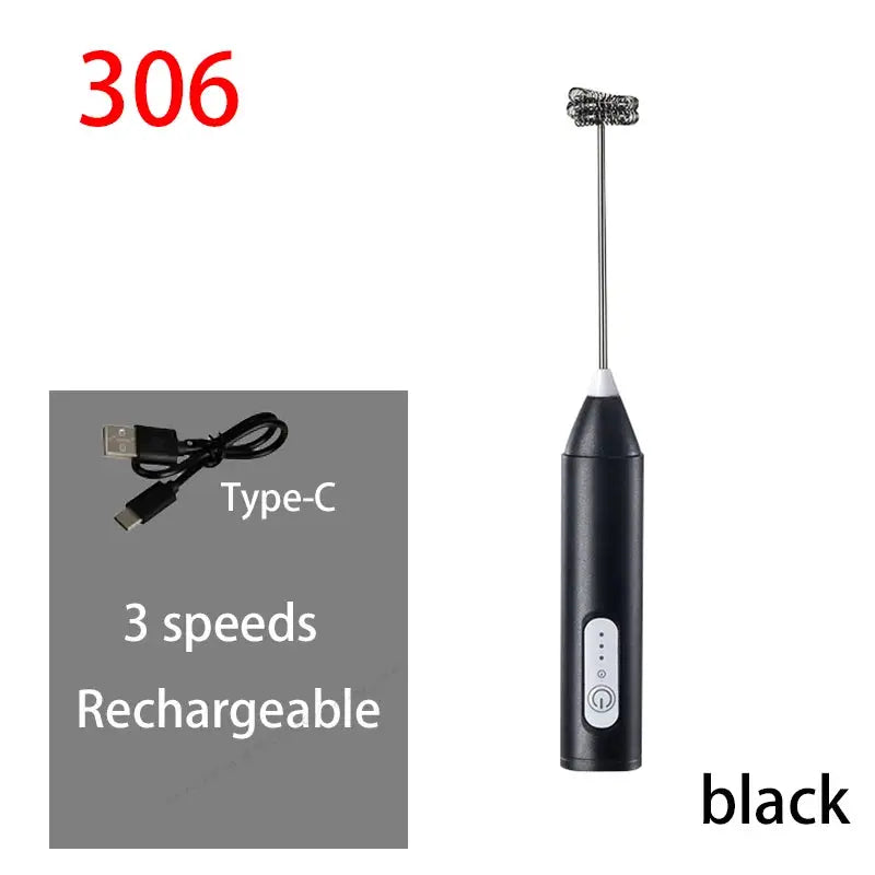 Wireless Electric Milk Frother And Egg Beater Type C Charging 3 Speeds Mini Handheld Foam Maker For Coffee