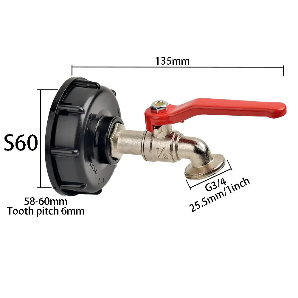 IBC Tank Tap Adapter S60x6 Coarse Thread To 16mm Quick Connect Brass Alloy Replacement Valve Garden Home Fitting Faucet