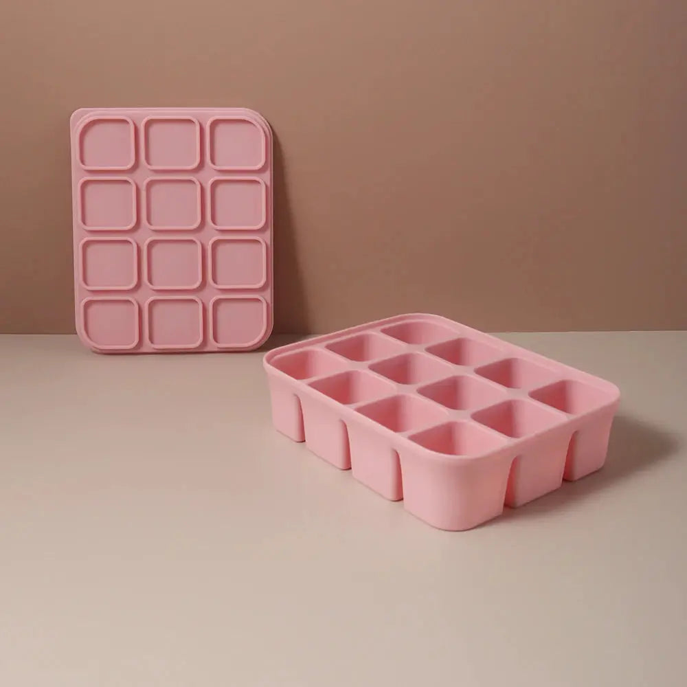 Silicone Ice Cube Tray With Lids For Beverages And Baby Food Storage Molds Flexible BPA Free