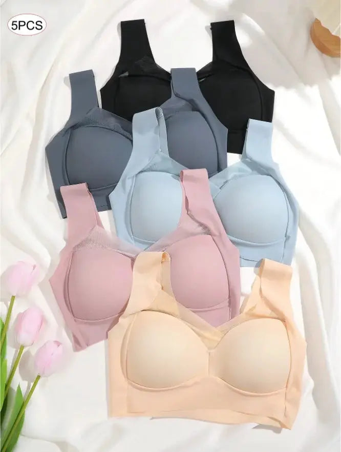5PCS Simples Market women's seamless lace sport bras in assorted colors