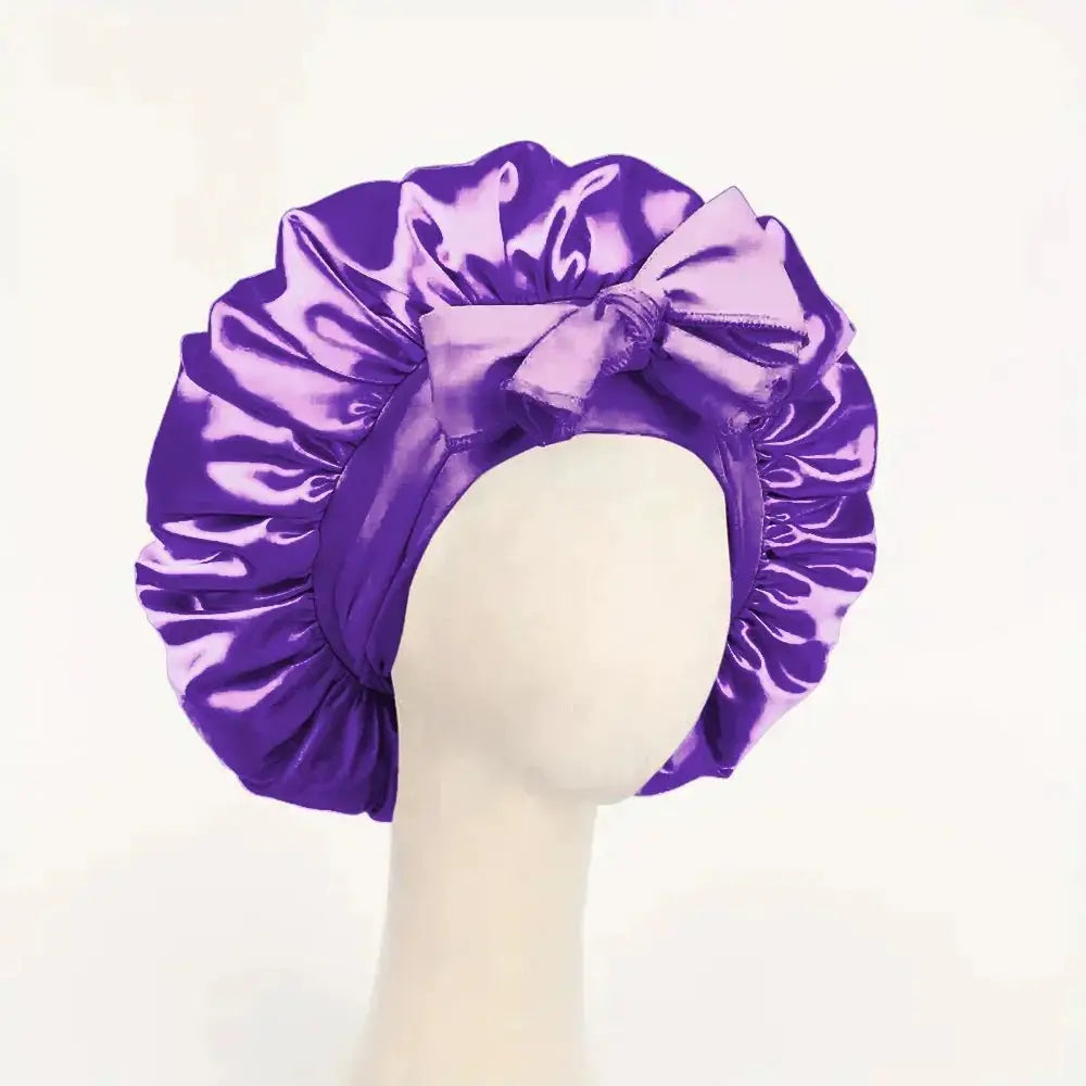SilkNest Satin Silk Bonnet Adjustable Sleep Cap With Tie Band For Frizz Free Hair Keeps Hair Smooth Overnight