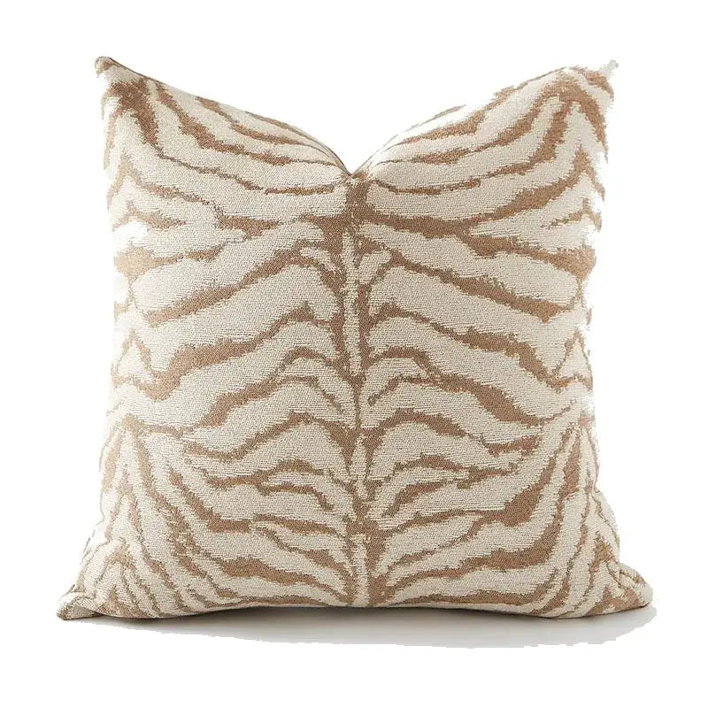 Zebra print khaki brown jacquard pillow cover, 45x45/50x50, decorative for sofa.
