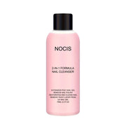 NOCIS 2-in-1 nail cleaner bottle with pink liquid and black cap