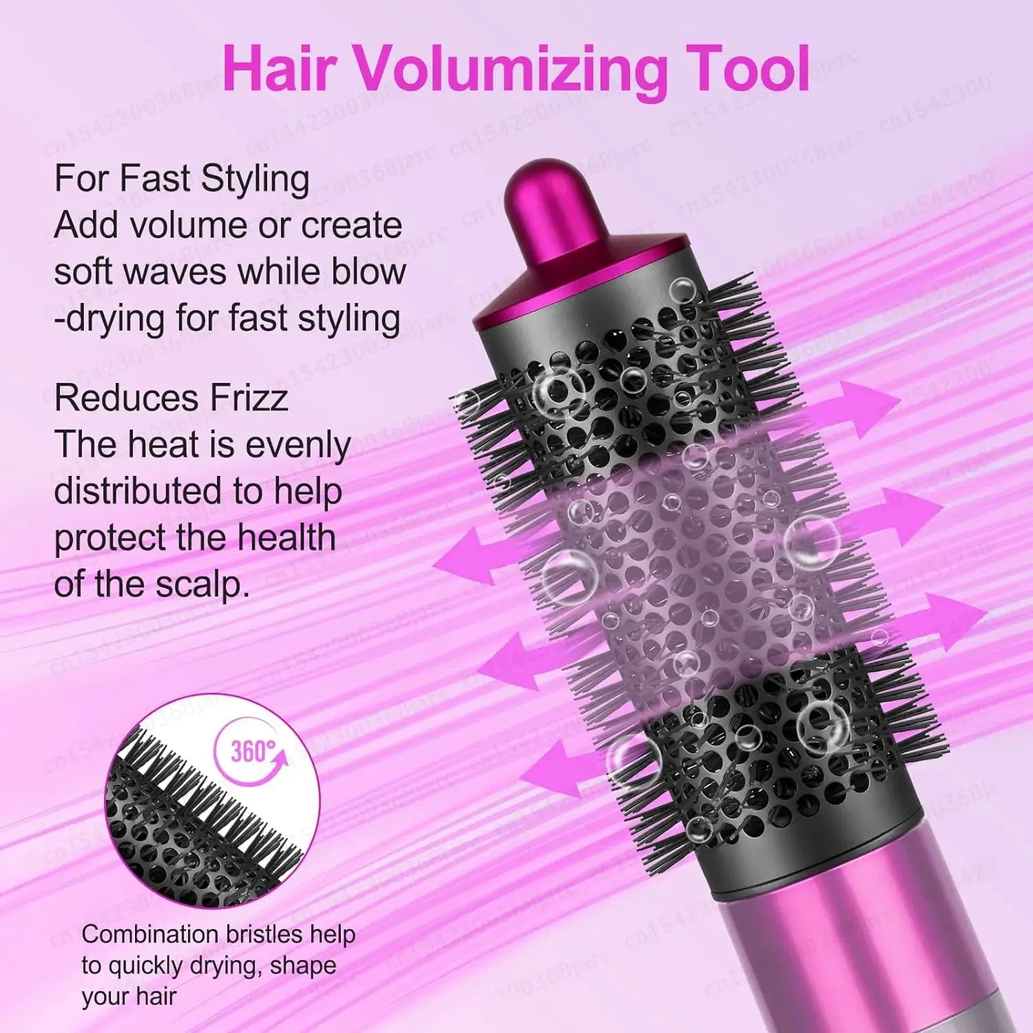 SenCiciMen X9 multi hair styler hot air brush with pink barrel and black bristles, Simples Market