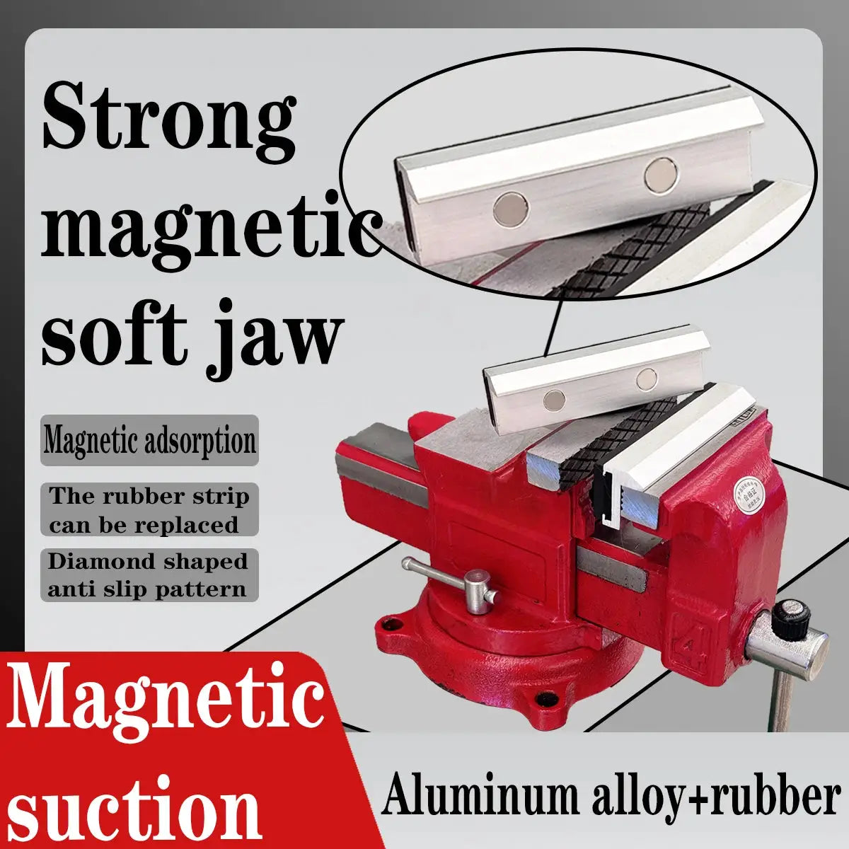 Vise Magnetic Protective Cover For 2.5 To 8 Inch Jaws Aluminium Alloy Rubber Surface Bench Vise Protector Accessories