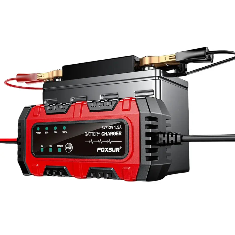 VoltGuard Smart Car And Motorcycle Battery Charger 6V 12V With Auto Voltage Detection And Safety Protections