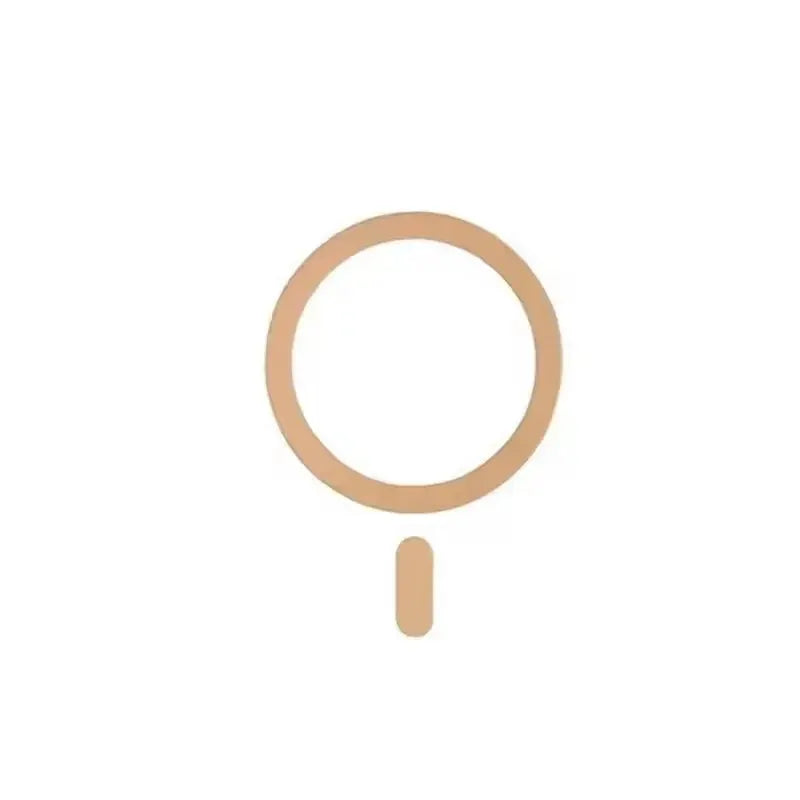 Beige metal plate sticker ring for MagSafe wireless charger; circular ring with adhesive tab