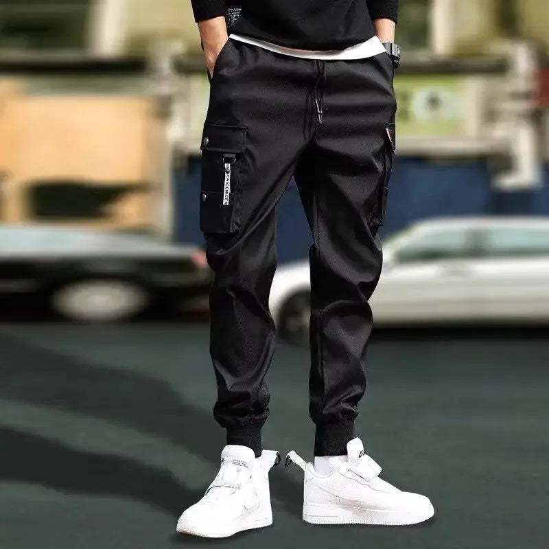 Men Cargo Tactical Pants With Durable Polyester Fabric Multi Pockets For Work Hiking Training Elastic Waist