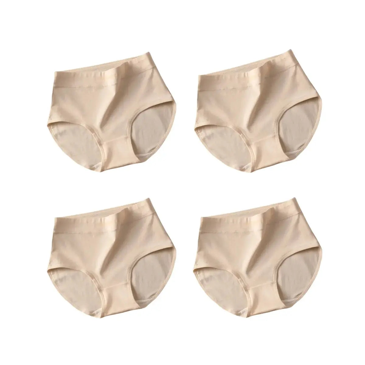 4-pack beige high-waist cotton tummy-control briefs by Simples Market, plus-size M-XXL